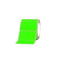 Fluorescent green paper labels on roll with 76mm core-BYPOS-4879